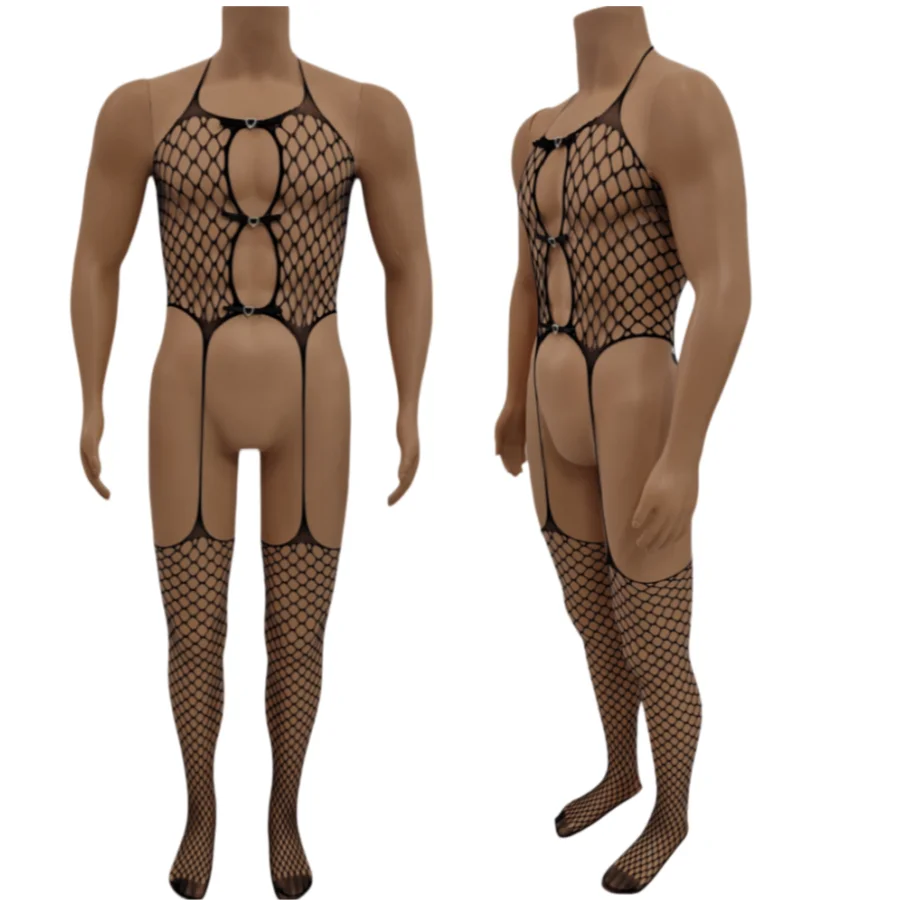 Sexy One-Shoulder Camisole Nightgown, Hollow Heart Jacquard See-Through Knit Bodycon Sleepwear, Available in XS/S/M Sizes