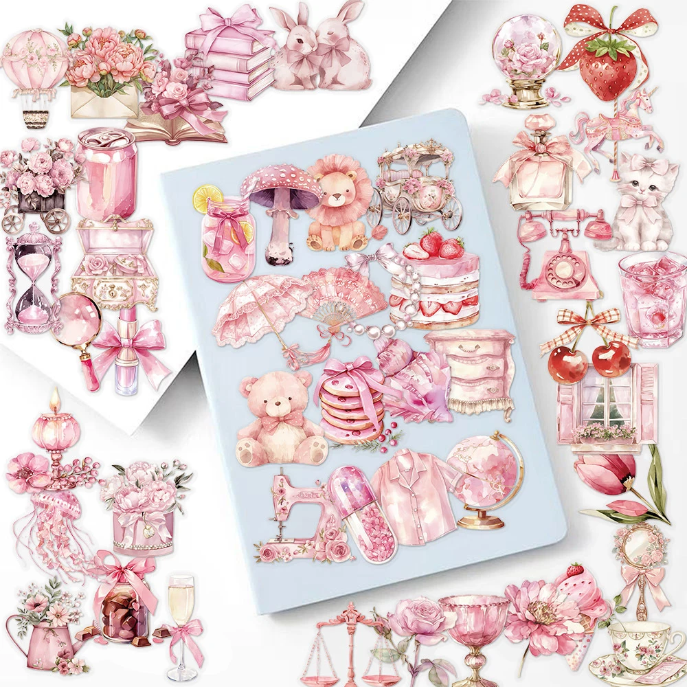 10/30/50 قطعة لطيف الرجعية Ins نمط الوردي ملصقات الجمالية شفافة الكتابة على الجدران الشارات DIY بها بنفسك الأمتعة دفتر الهاتف الكرتون ملصق #6