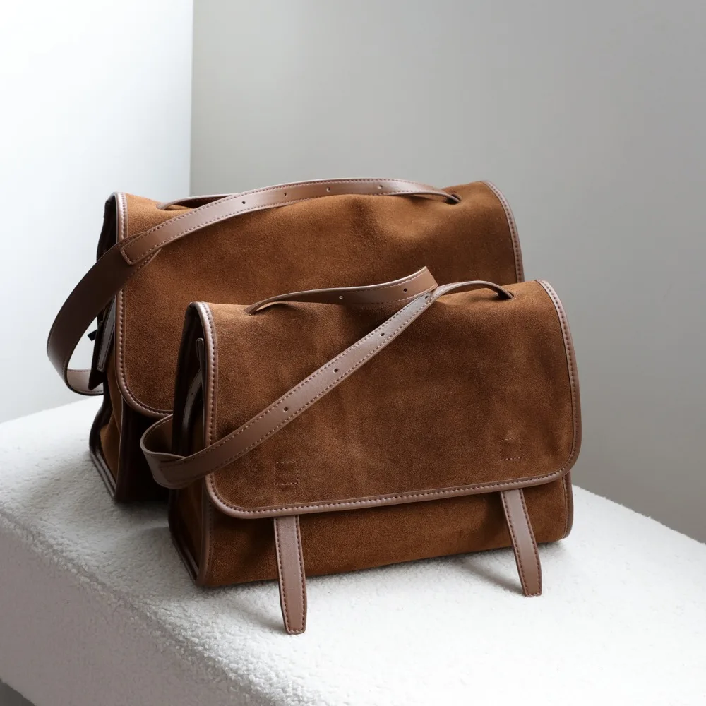 

Высококачественная матовая воловья кожа, большая вместительная сумка-мессенджер, свободная женская кожаная сумка через плечо в стиле ретро для поездок на работу