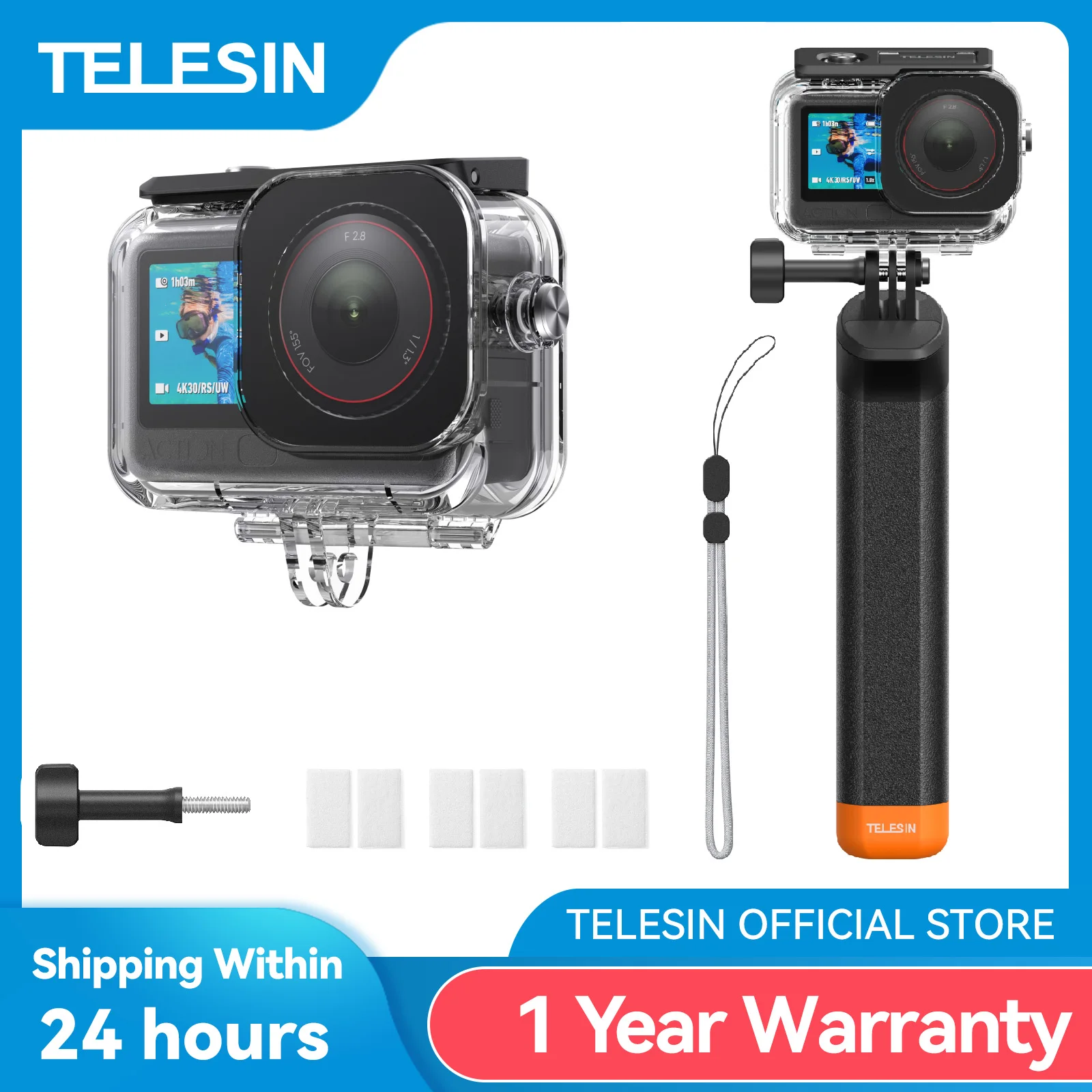 TELESIN boîtier étanche pour DJI OSMO Action 6 sous-marin 60M couvercle de boîtier de plongée avec filtre de plongée pour DJI Action 6