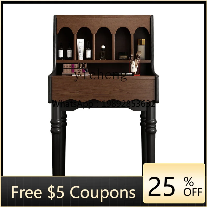 

R2 Solid Wood Dressing Table White Wax Wood Master Bedroom Small Apartment Makeup Table with Drawers