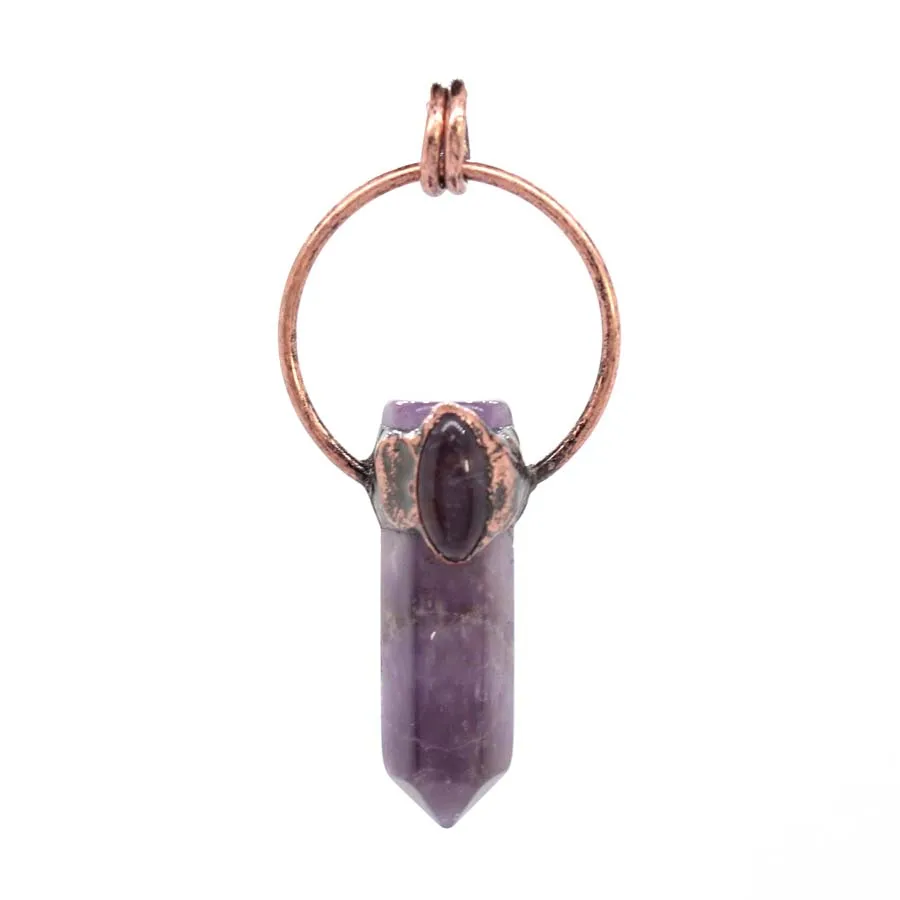 Natural Hexagonal Prism Gemstone Pendants For Women Necklace DIY Amethyst Tiger Eye Stone Vintage Pendant Man Jewelry Making