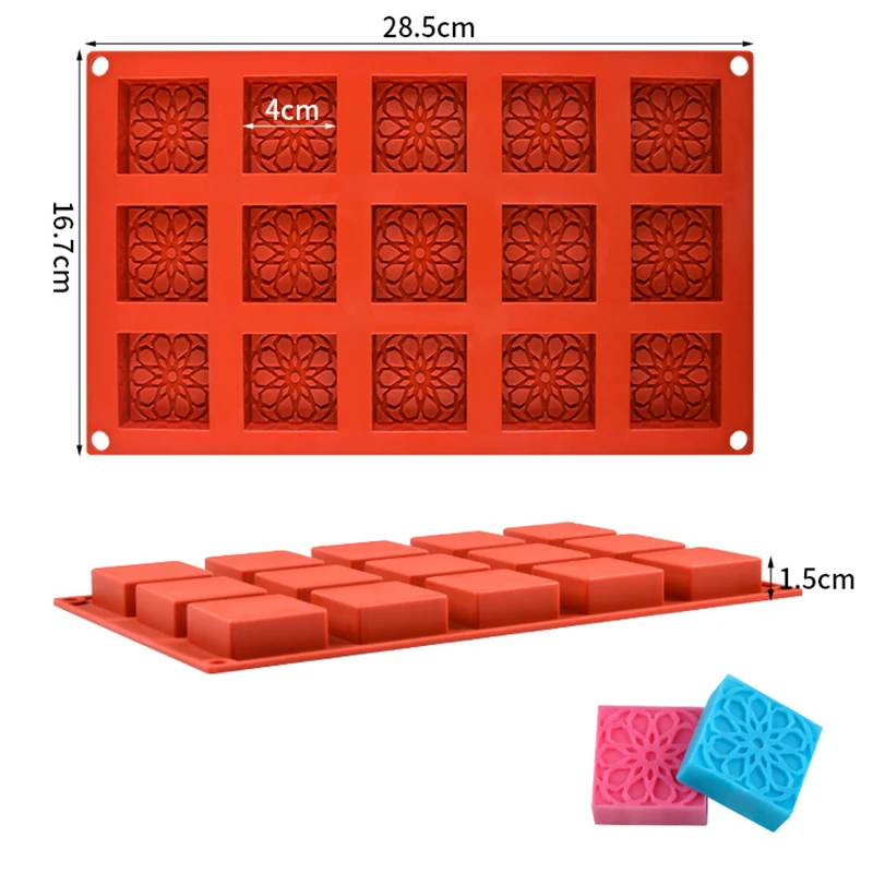 Flower Pattern Silicone Mold For Chocolate Cylinder Candy Cookie Dessert Baking Tools Round Mini Soap Ice Cube Tray Keto Snacks