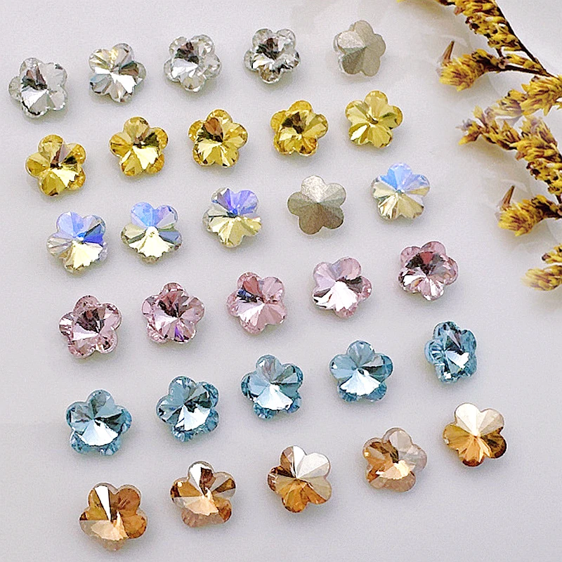 20PCS 6MM 3D Glass Nail Art Flower Charms Accessories Parts Point Back Crystal Rhinestone Nails Decoration Supplies Manicure