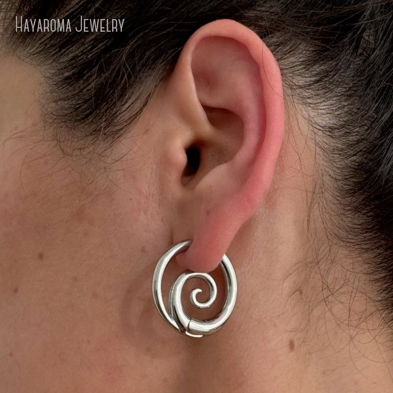 10Pcs Spiral Stainless Steel Hoop Earrings