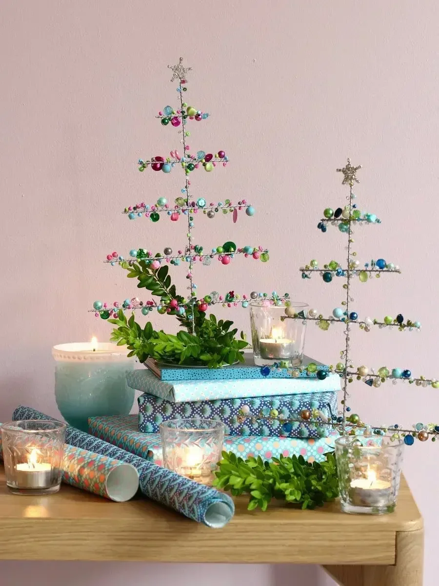 Cuentas y alambre de colores hechos a mano, adornos para árbol de Navidad, estilo bohemio Hot sales