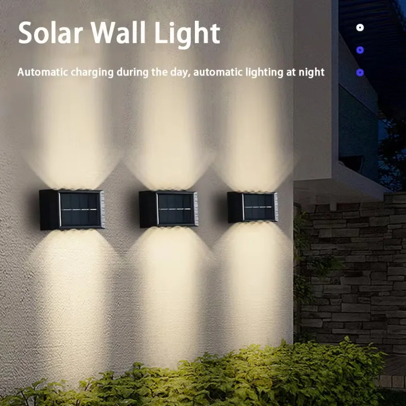 4/6/8/10LEDs Beads Up and Down Light Solar Powered Waterproof Wall Light for Courtyard Garden Carport for House Garden Porch