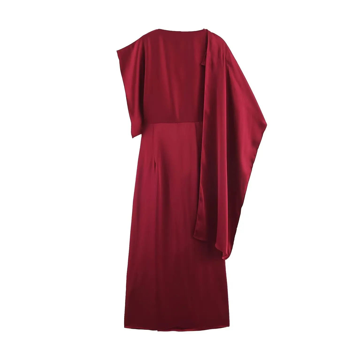 TFMLN Damen Elegante Lange Kleider Mode Asymmetrische Midi-Länge Bequeme Schicke Einfarbige Stufenkleider für Abendpartys 2026 Damenmode – Detail 5