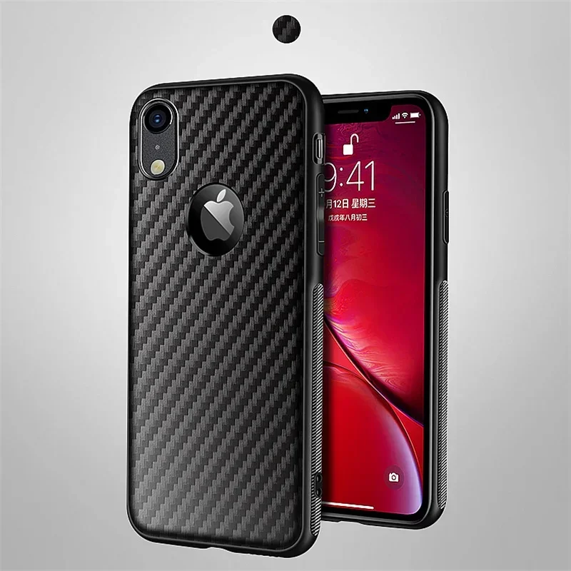 Carbon Fiber Case For iPhone 14 13 12 11 15 Pro XS Max XR X 8 7 6 6s Plus 5S 5 SE 2022 2020 2016 Soft Silicone Back Cover Case