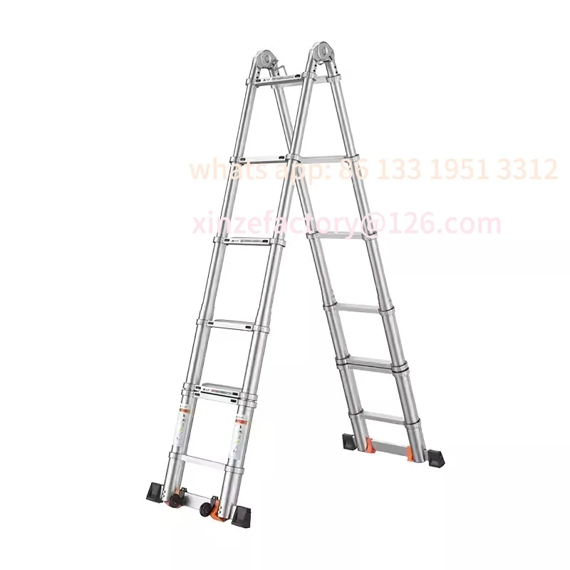 

Customizable all-aluminum aluminum alloy herringbone telescopic ladder Thickened joint ladder Engineering telescopic ladder Hous