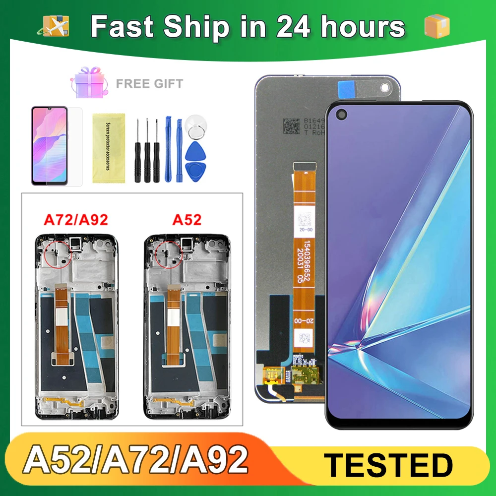 For  OPPO A52 A92 6.5\'\'For OPPO A72 4G 5G CPH2067 CPH2061 CPH2059 LCD Display Touch Screen Digitizer Assembly Replacement