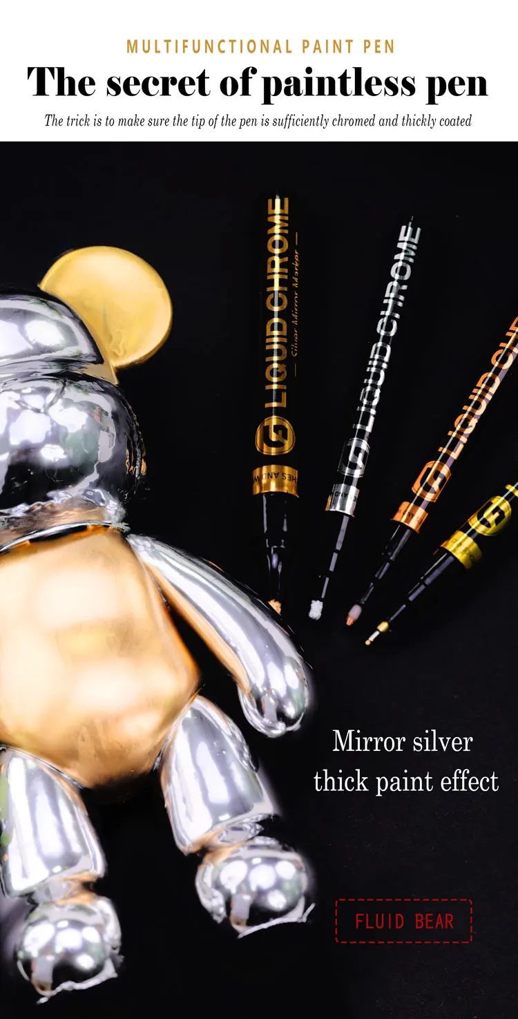 1/2 stücke Spiegel Marker Stift DIY Reflektierende Farbe Stifte Spiegel Marker Chrom Gold SILBER Marker Unterschrift Auto Styling Kunst handwerk – Detail 4