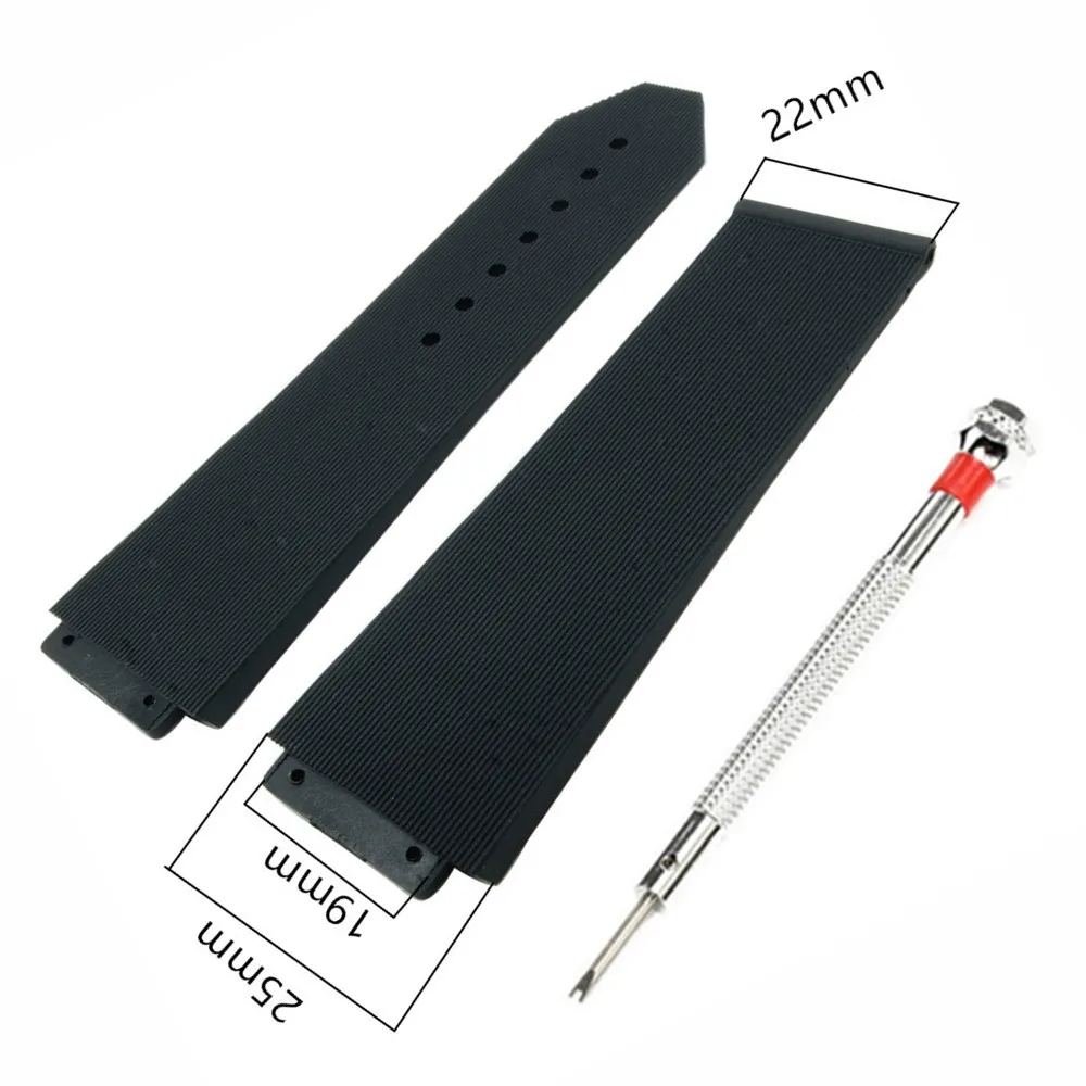 for Hublot BIG BANG Watch Men Women Waterproof Sport Replacement Watchband black Rubber Watch Strap with Tools 25*19mm