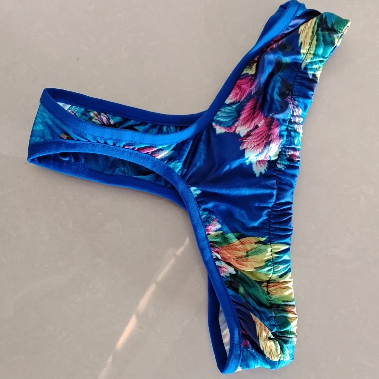 

Man's Sexy Flower Thong Briefs Elastic Low Waist Erotic G-string T-back Panties Handmake