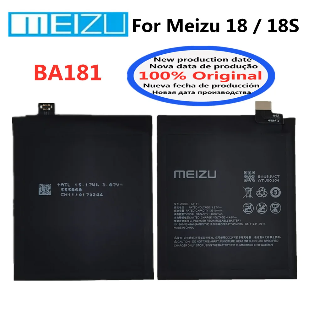 BA181 Original Battery For Meizu 18s 18 4000mAh Mobile Phone Batteries