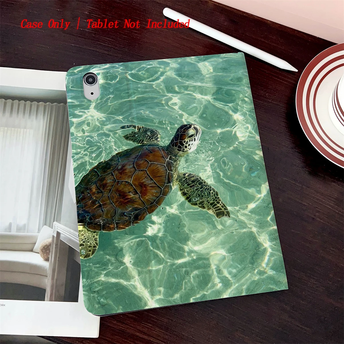 

8 Fresh Style Printed iPad Case, 360° Rotating Stand & Pen Slot,Book Style, Auto Sleep/Wake, Compatible with Various Apple iPads