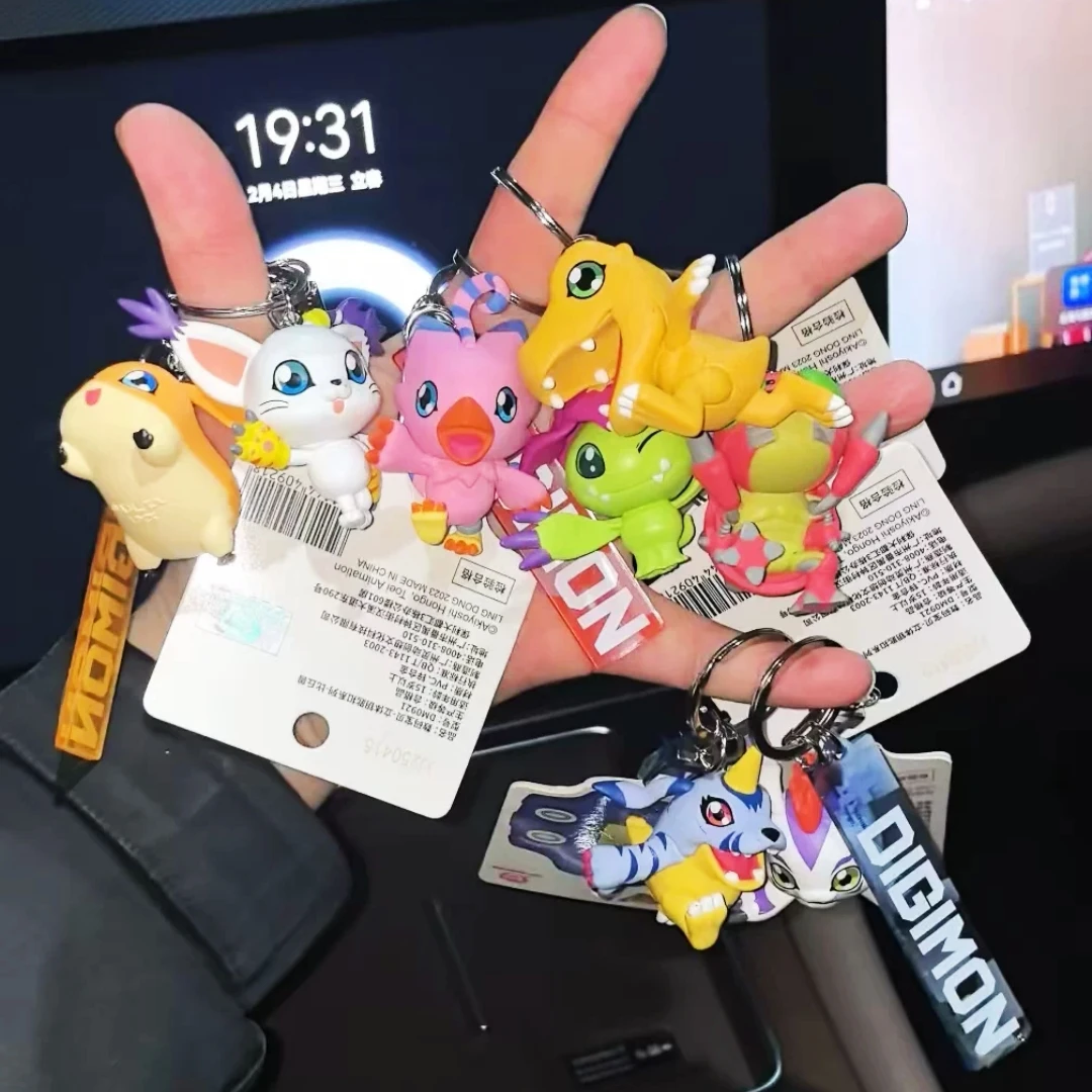 Porte-clés Digimon authentique Agumon Gabumon Q-Version, figurine limitée, modèle de jouet, pendentif pour sac à dos, décoration de collection, cadeau pour les fans