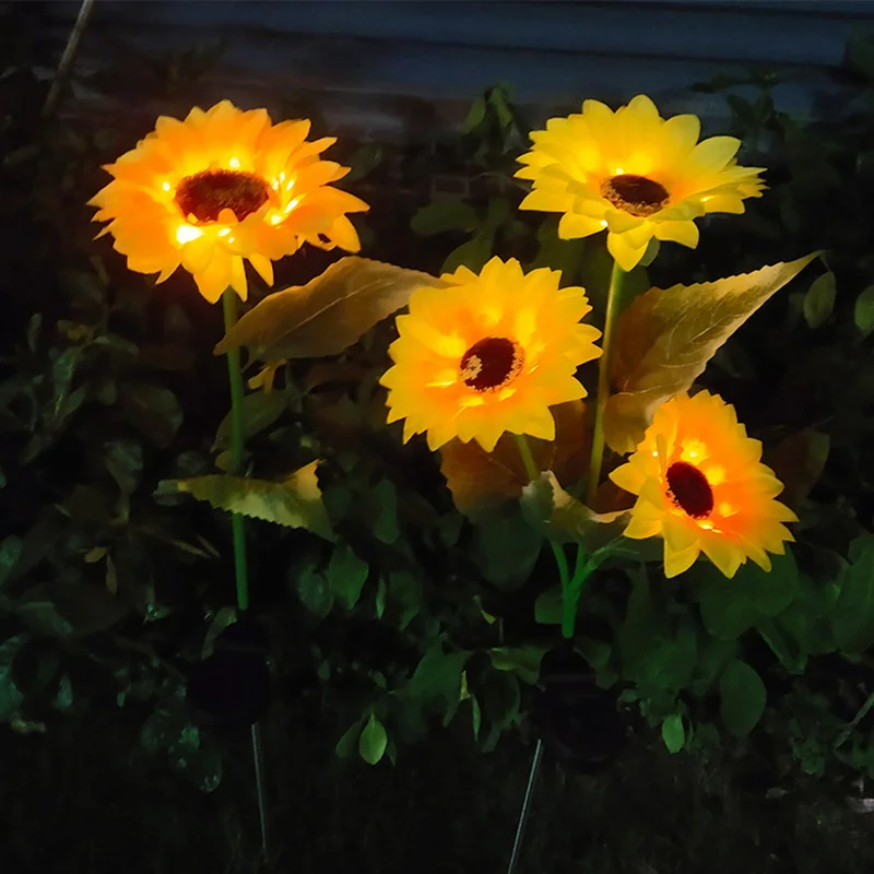 Solar Lighting For The Garden Sunflowers Solar lights Waterproof Flower Solar Garden Lighting for Lawn Balcony Fence Light Decor