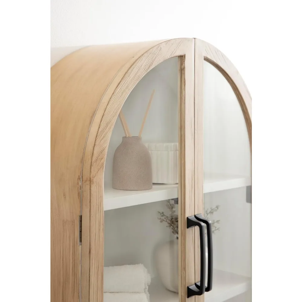 خزانة حائط على شكل قوس حديث من كيت آند لوريل أركوت، 21 × 8 × 30، خشب طبيعي وأبيض، خزانة مقوسة انتقالية للاستخدام كأبوف #5