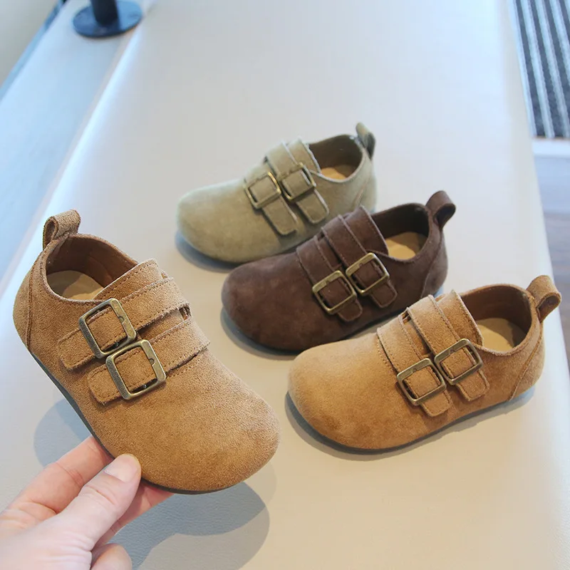 

Fashion Boys' Bean Shoes 2026Spring New Kids Leather Shoe Retro Versatile Girls' Boken Shoes Comfort Anti Slip Child Casual Shoe