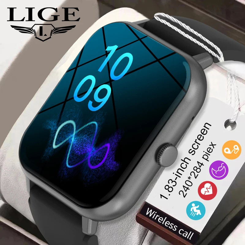 

LIGE Спортивные умные часы на открытом воздухе для мужчин Мониторинг здоровья Смарт-браслет 120+ спортивных режимов Спорт для Android IOS Смарт-часы