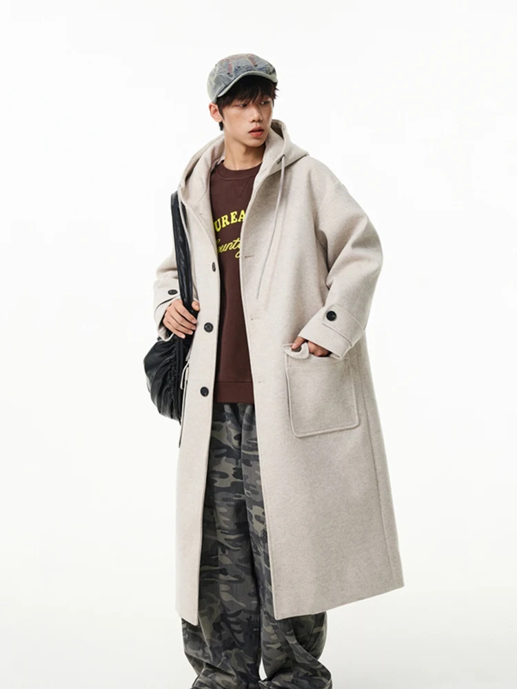 

Мужское утепленное шерстяное пальто Ele Thiened: осенне-зимнее повседневное пальто до колен, ветровка в британском стиле для мужчин