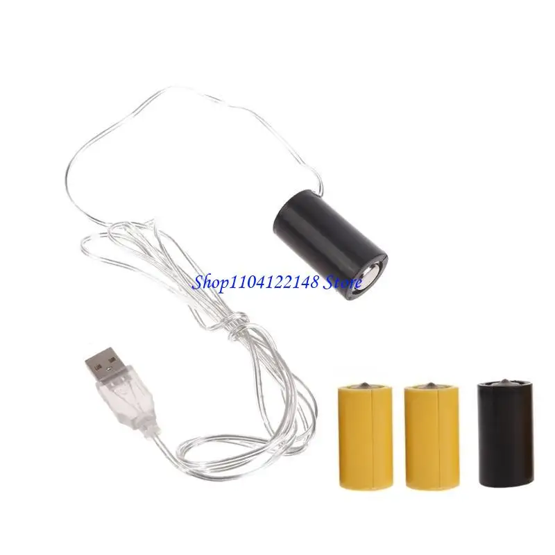 

P9FA USB Power Supply Cable 4.5V 3V LR14 C Battery for Radio Electric Toy Clock LED