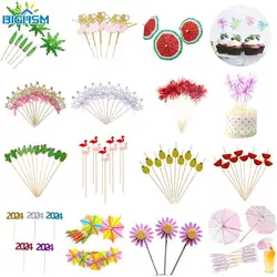 10Pcs Fireworks Sticks Compote Decorated Wooden Colorful Dessert Sign Cake Toppers Drink Stirrer Cocktail Tool Party Cake Decor