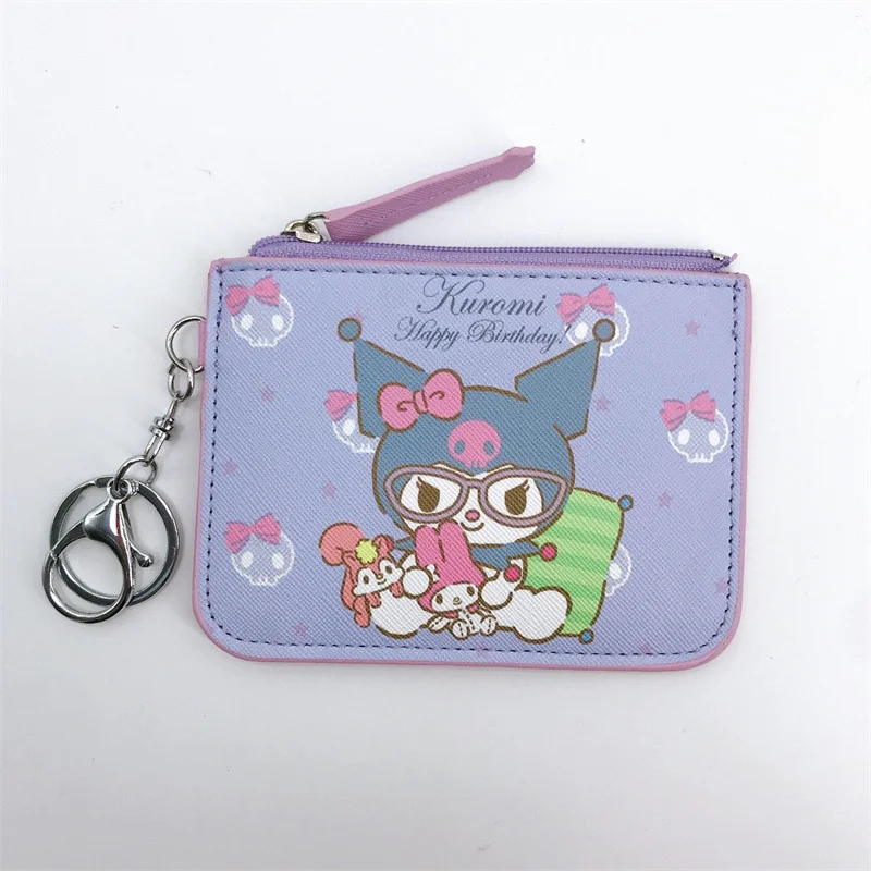 New Sanrio Kuromi My Melody Anime Coin Purse Cartoon Cinnamoroll Children Card Bag Cute Girls Pu Wallet Children Birthday Gifts image 6