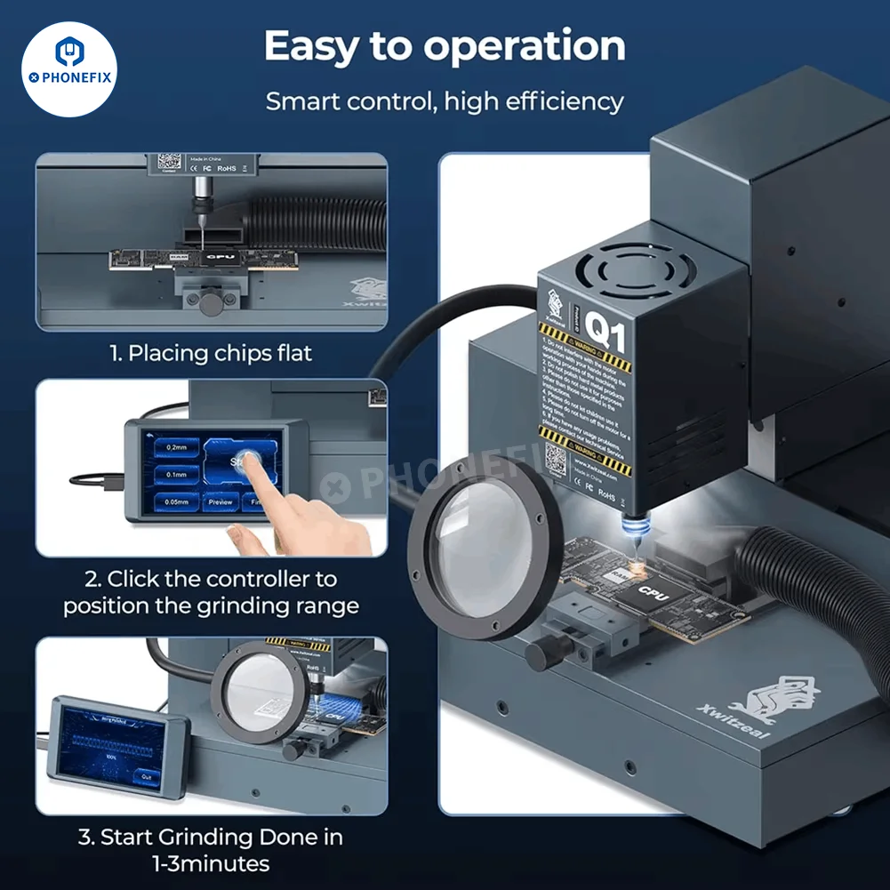 Xwitzeal Q1 Intelligent Screen Control CNC Grinder Automatic Chip Grinding Machine for Mobile Phone CPU IC BGA Cutting Polishing