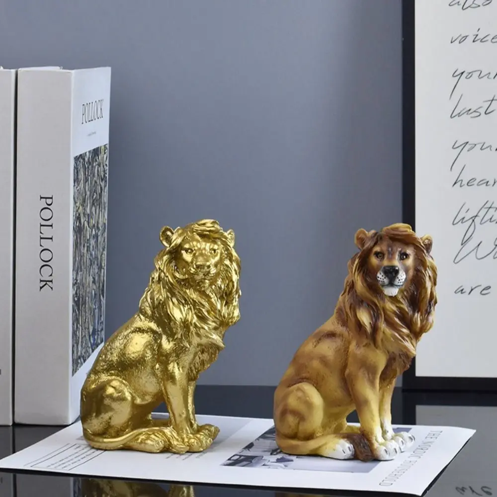 

Desktop Decoration Resin Lion Statue Retro Luxury Animal Ornament Simulated Vivid Miniatures Figurine Sculpture Gift