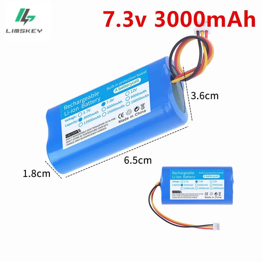 18650 7.4V 3000mah Battery Pack Li-lon Rechargeable Battery for Bluetooth Speakers LED Lights+Protection Board Xh2.54-3p Plug
