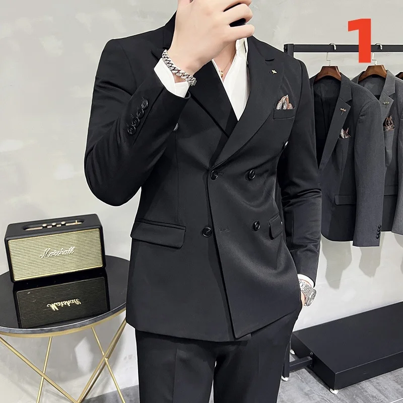 

T2096 suit men's suit two-piece suit slim business formal suit professional suit men's full set wedding dress