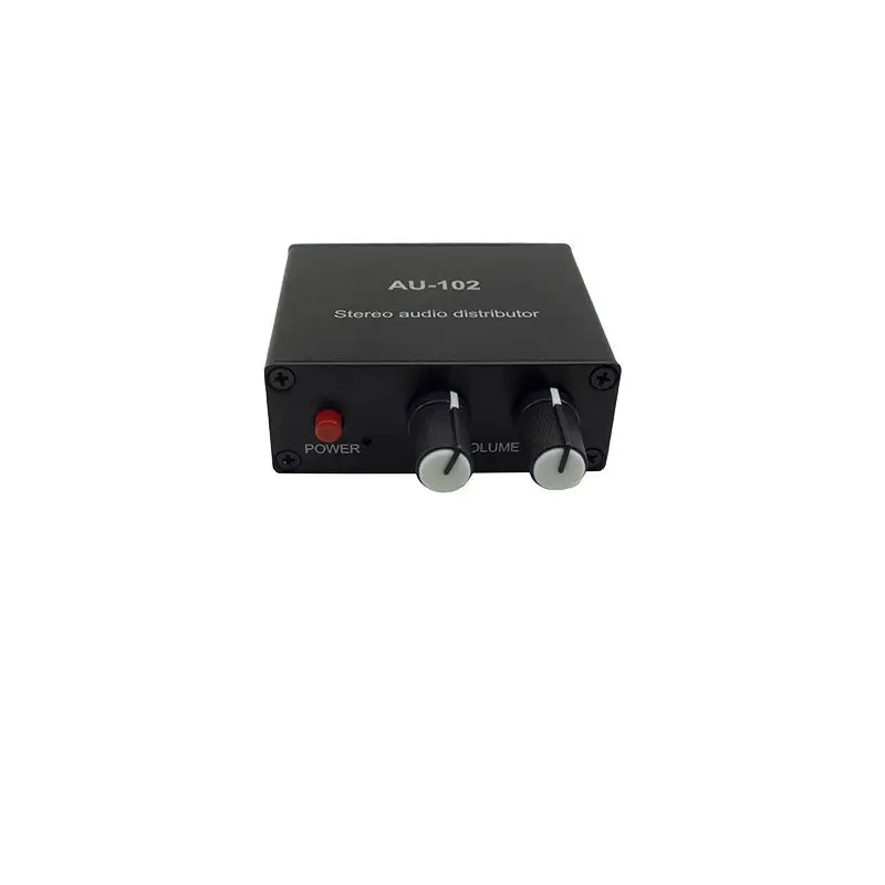 デュアルチャンネルヘッドフォンオーディオアクティブディストリビューター-シングル入力、デュアル出力-ボリューム調整と切り替え