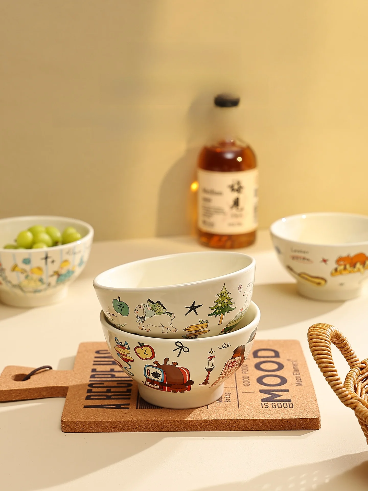 Adorable High Footed Bowl Breakfast Bowl Oats Bowl Fruit Bowl Dert Bowl Cerc Kiln Glazed round ape Heat And Diwae...