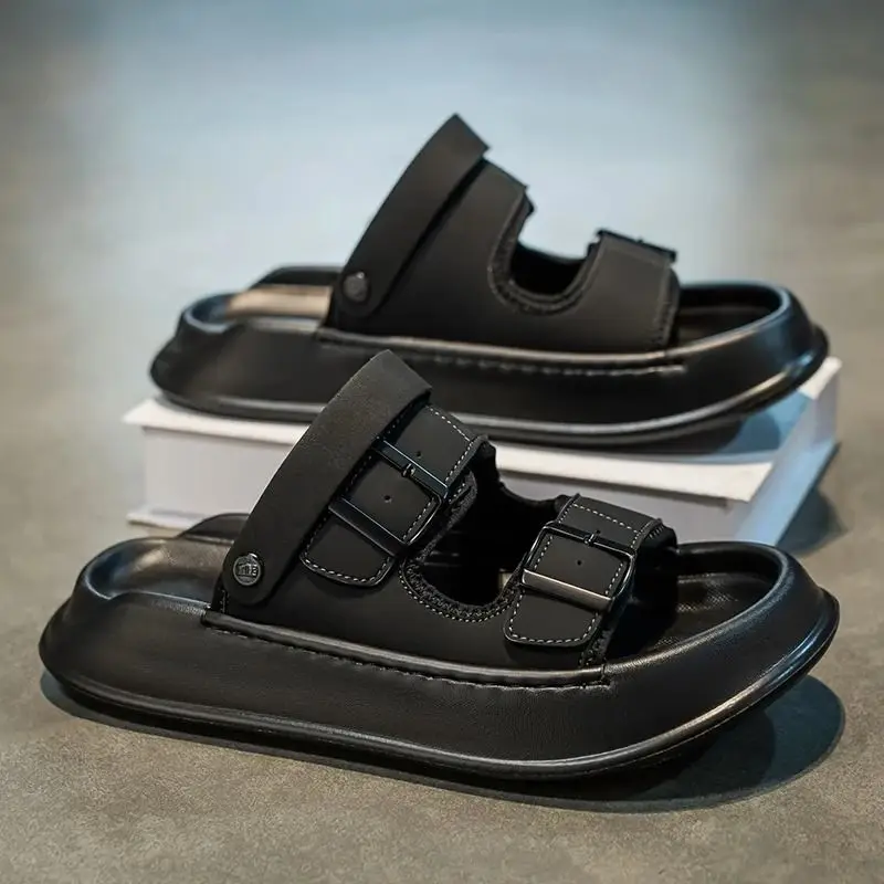 Mens Beach Sandals Open Toe Non Slip Flip Flops EVA Cushioning Slides Water Shoes for Pool Shower Garden Travel