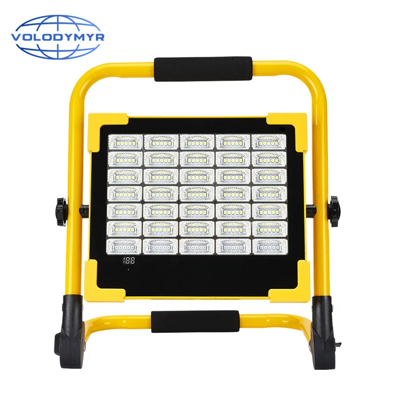 VOLODYMYR Mobile Waterproof Square Floodlight Construction Site Solar Spotlight Portable Engineering Emergency Lighting
