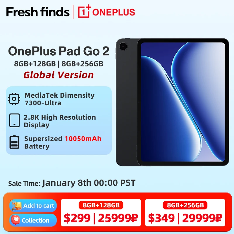 OnePlus Pad Go 2 Tablet - 12.1" 2.8K Display, 10050mAh Battery