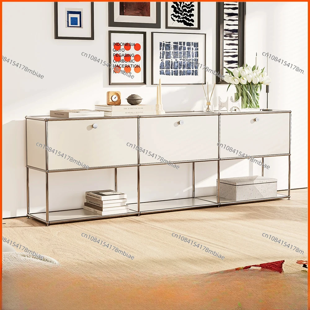 Storage Cabinet Sideboard Haller Cabinet Storage Shelf Modular Furniture Stainless Steel Metal Board for Living Room Cabinet