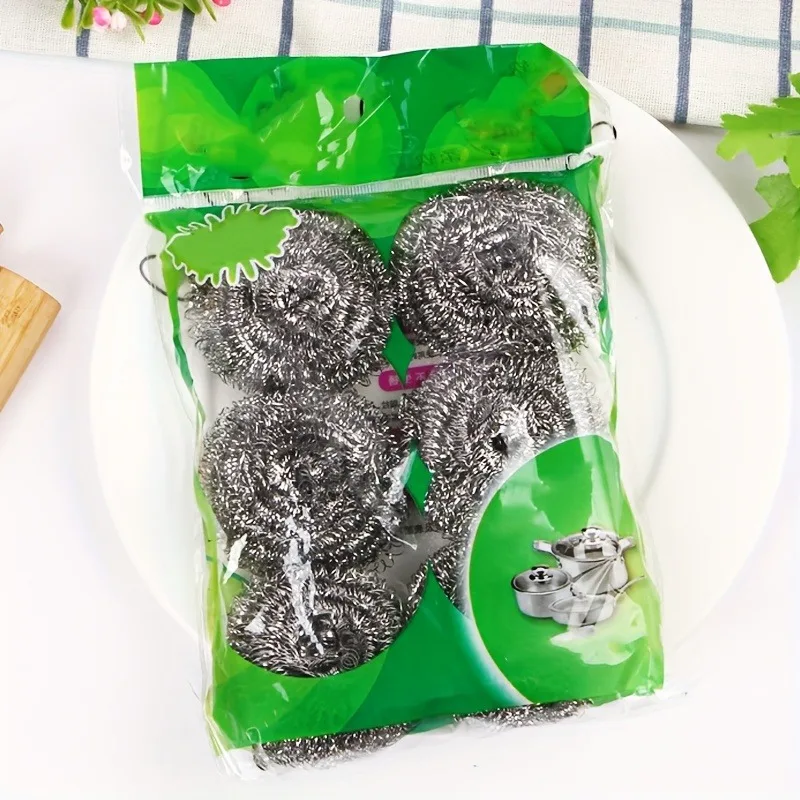 6Pieces Stainless Steel Brush——Reusable、Scratch-Free Cleaning Balls for Dishes and Pots——Suitable for the Kitchen、Bathroom、Glass