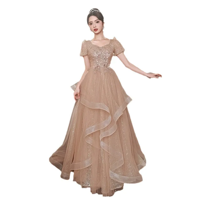 Fashion Evening Dress Cosplay Costumes Female Banquet Advanced Light Luxury Niche High-end French Coming of Age Ceremony Host