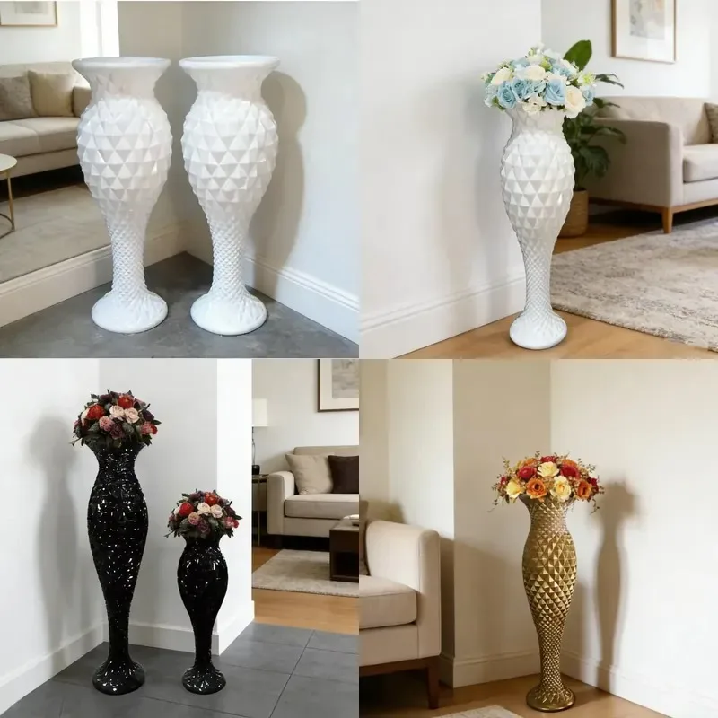 White Living Room Floor Vase Light Luxury Fiber Clay Hotel Decor