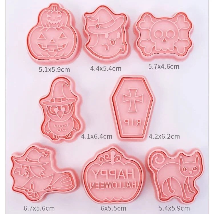 8pcs Halloween Cookie Mold Plastic Pumpkin Ghost Baking Mould Halloween Horror Party DIY Biscuit Supply Trick Or Treat Gifts