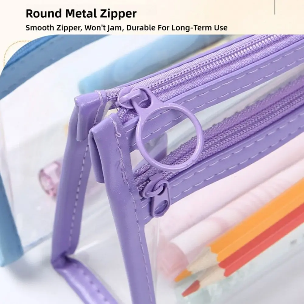 Multifunktionale PVC-Stifttasche, wasserdicht, doppellagig, Federmäppchen, transparent, großes Fassungsvermögen, Schreibwaren-Organizer, Geschenk