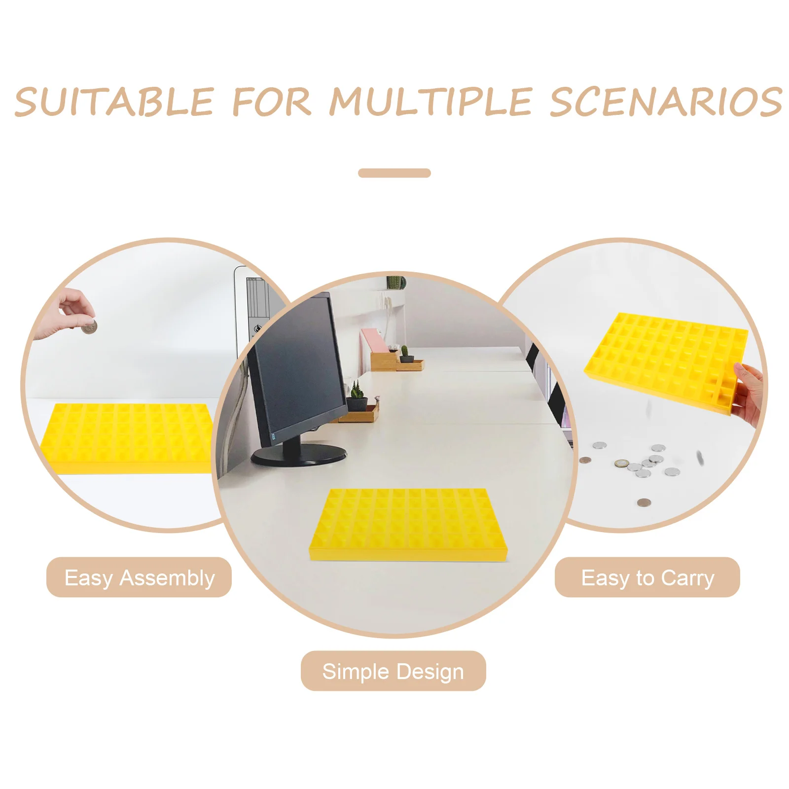 

1Pc Coin Storage Box 500Capacity Yellow Plastic Container MultiGrid Design BankSupply Reusable WearResistant