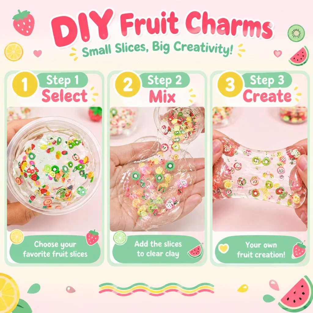 1000 Pieces Fruit Slices for Nail Art, Mini Polymer Clay Fruit Decorations for DIY Crafts, Slime Fillers and Nail Design