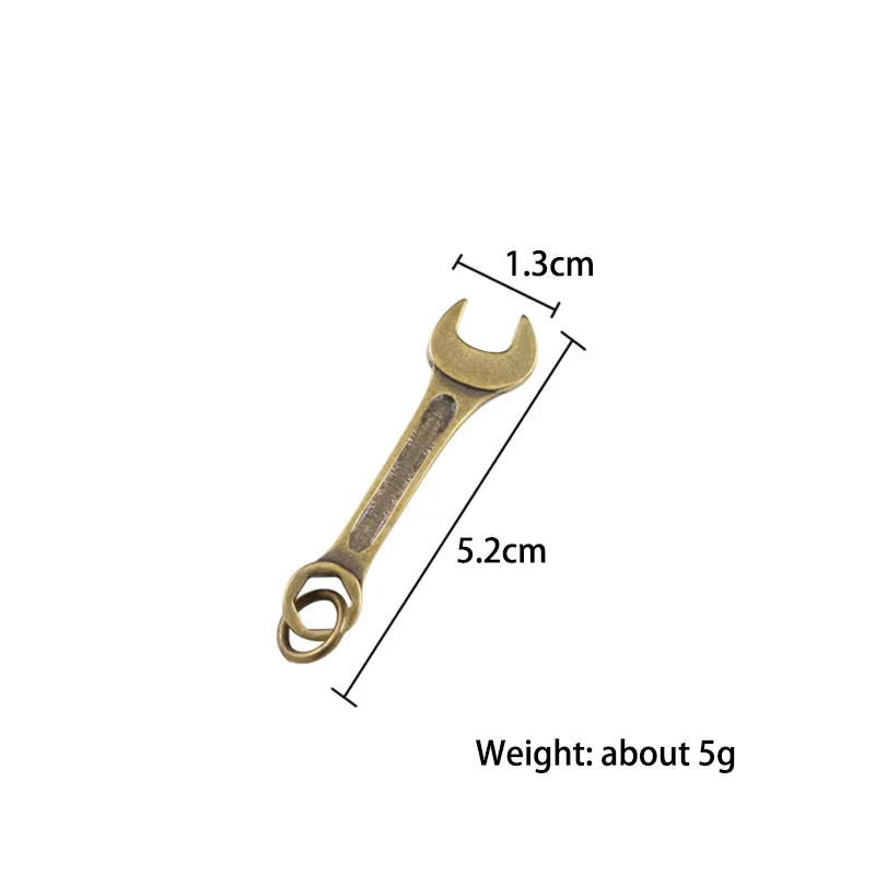 Vinatge Solid Brass Wrench Key Chain Pendant Handmade Pure Copper Mini Spanner Keychains Pendants Motorcycle Car Tool Key Rings