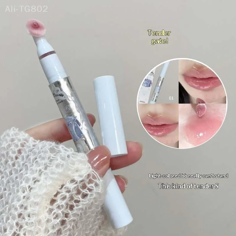 HERORANGE Flat Sponge Head Lip Gloss - Moisturizing Waterproof Lip Plumping Tint Mirror Finish Non-Stick Long-Lasting Lip Makeup