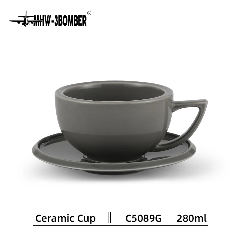 MHW-3BOMBER 280ml Tee- und Espressotassen mit Untertassen und Kaffeelöffeln Set Keramik Cappuccino Latte Art Becher Barista-Zubehör für Zuhause 4