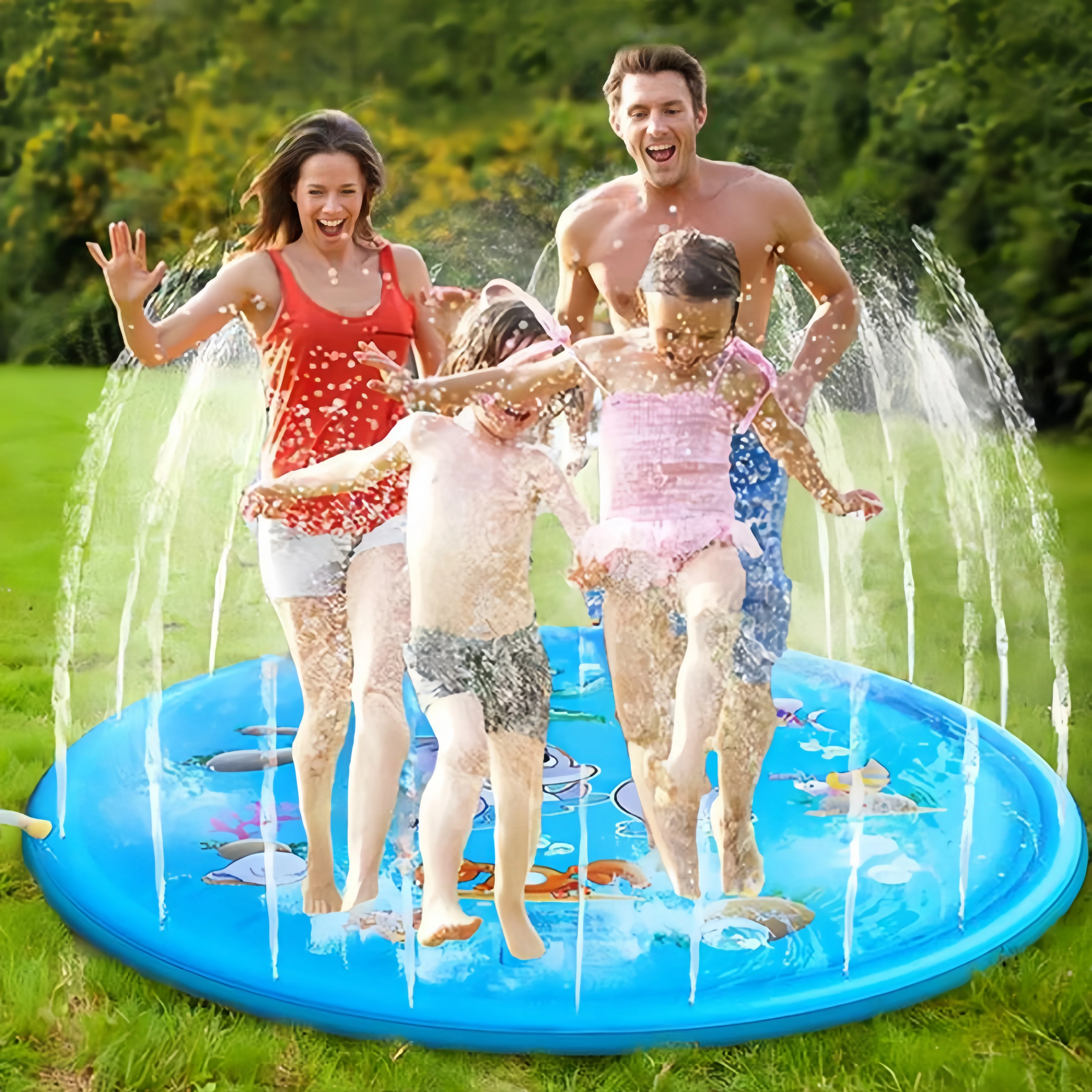 Diversão aquática brinquedos ao ar livre almofada de respingo de água pvc inflável piscina almofada ao ar livre gramado jogar almofada de respingo de diversão de água